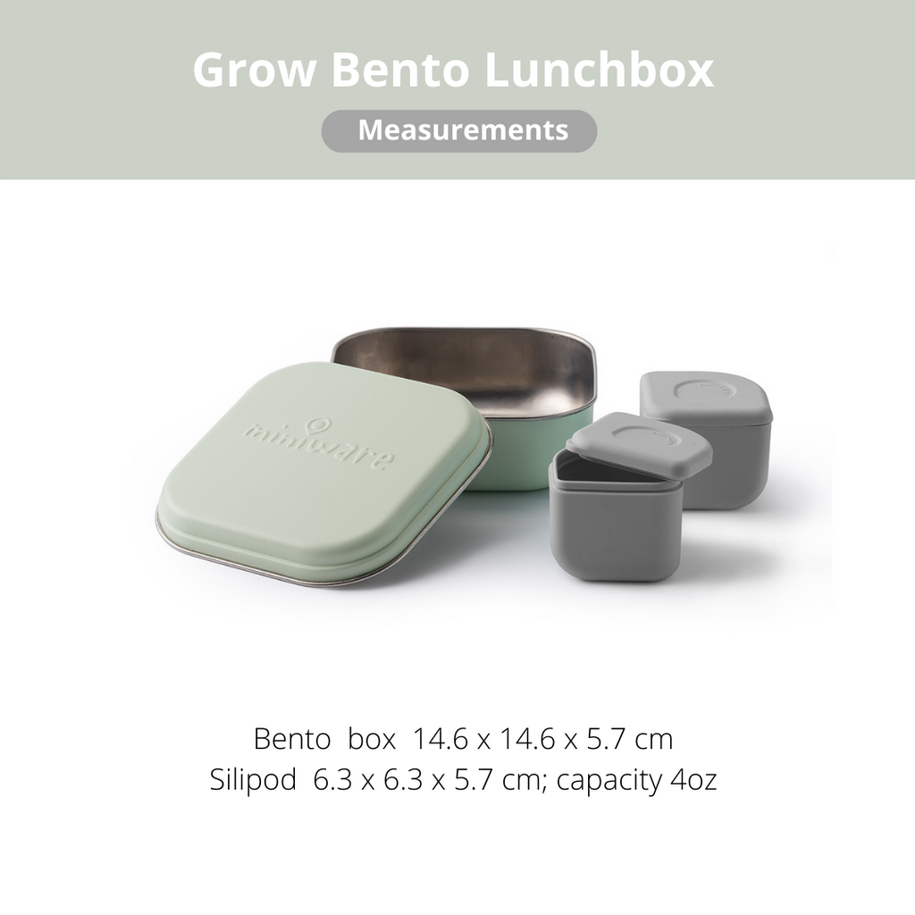 Miniware Grow Bento with 2 silipods Lunch Box - Key Lime/Grey