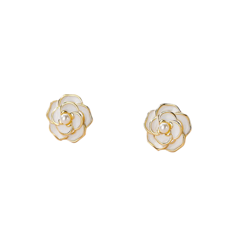 White Rose With Pearl Earrings -Little's & More 2023 Collection