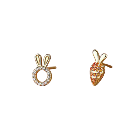 A Bunny & His Carrot Earrings - Little's & More 2023 Collection -(Yellow Gold Plating)
