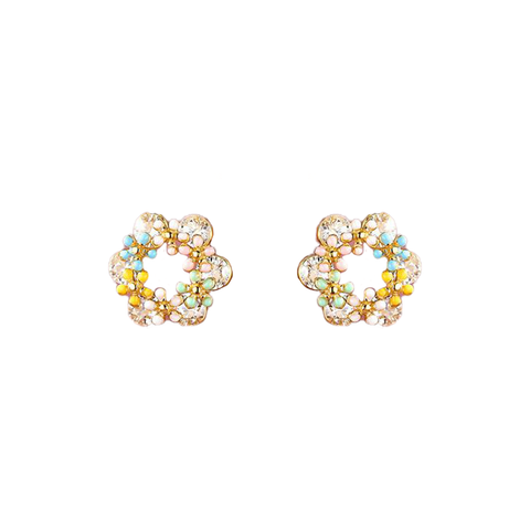 Tiny Flower in a Circle Earrings - Little's & More 2023 Collection