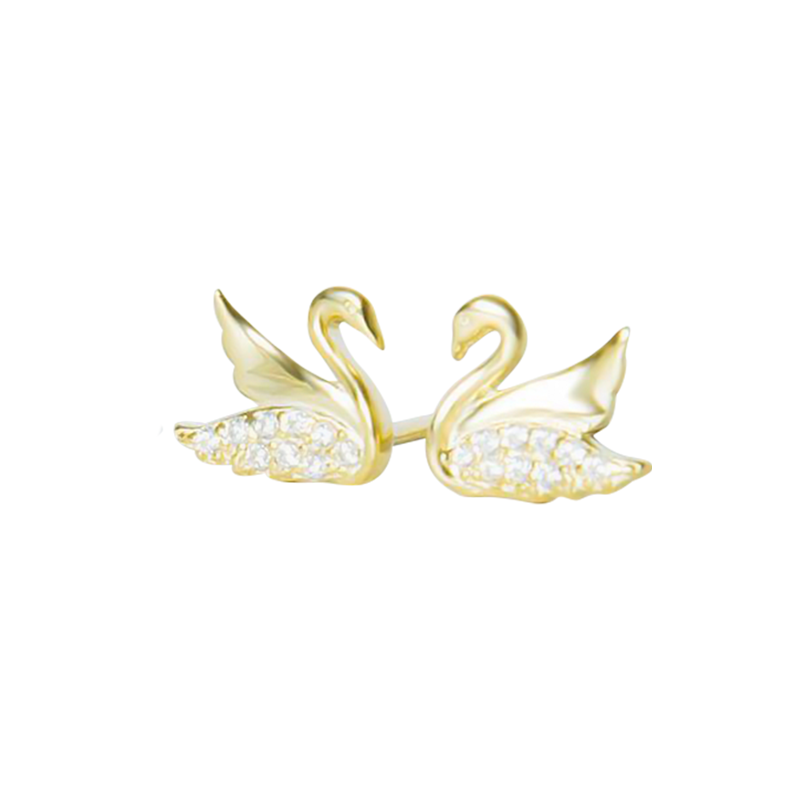 Swan charm silver dangler long earrings at ₹1050 | Azilaa