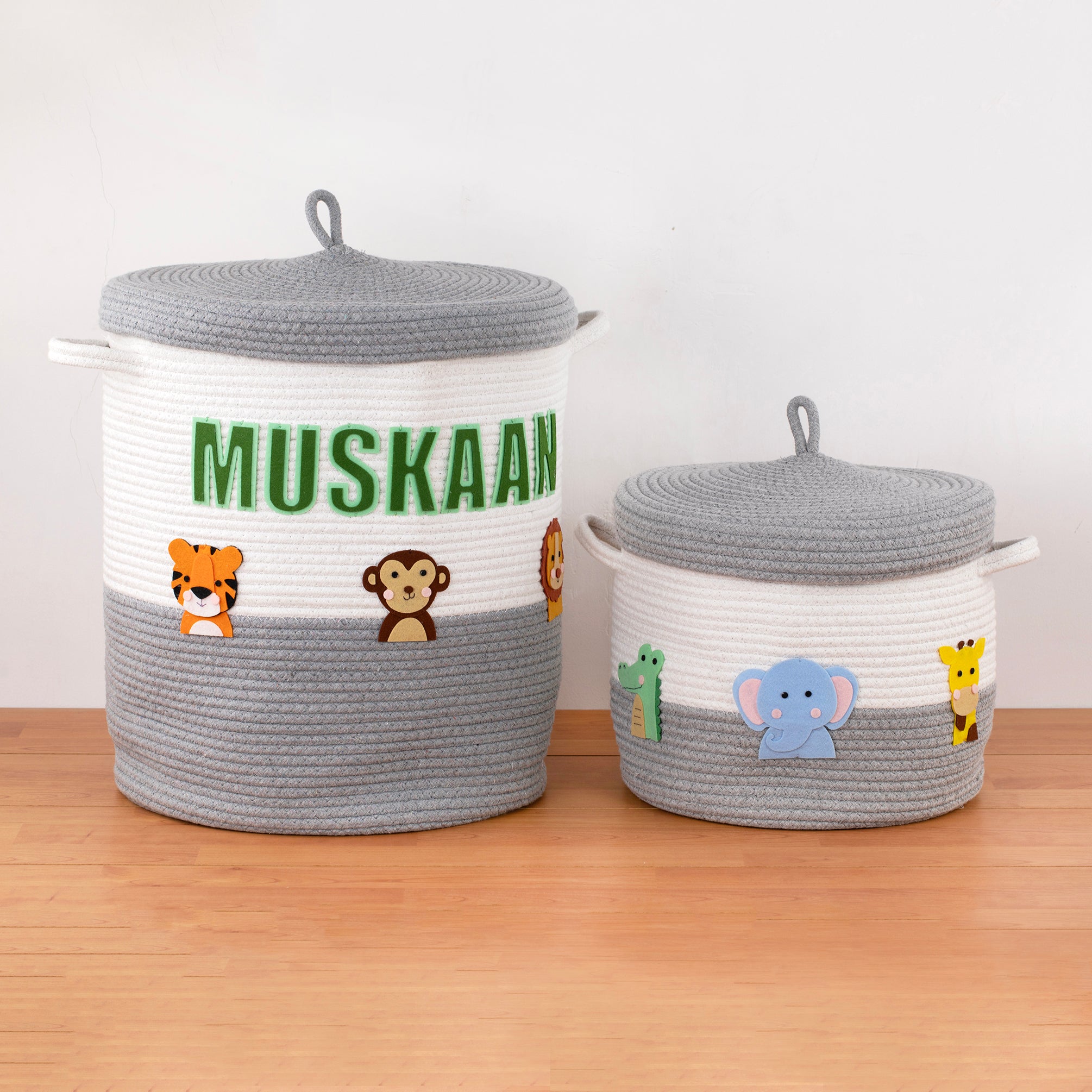 Rope Basket With Lid Medium/Large/Set Of 2