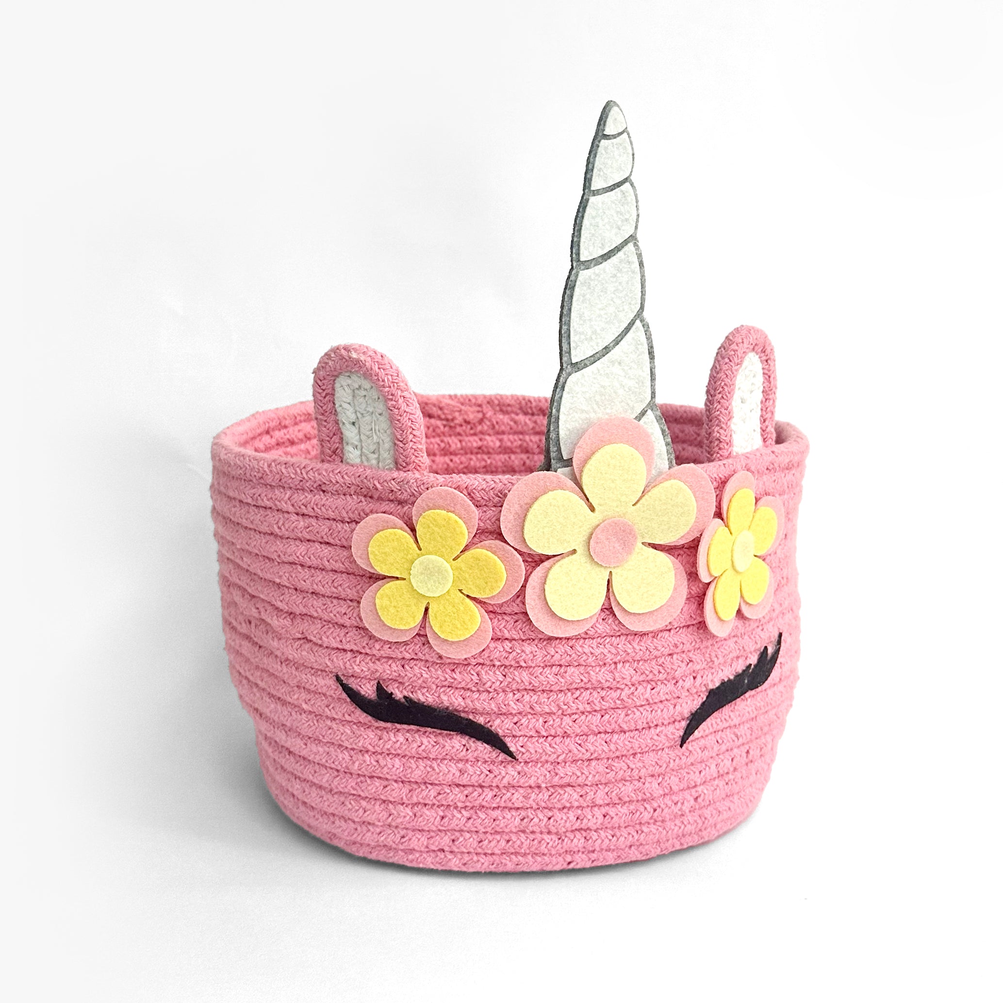 Pink Unicorn Cotton Rope Storage Basket