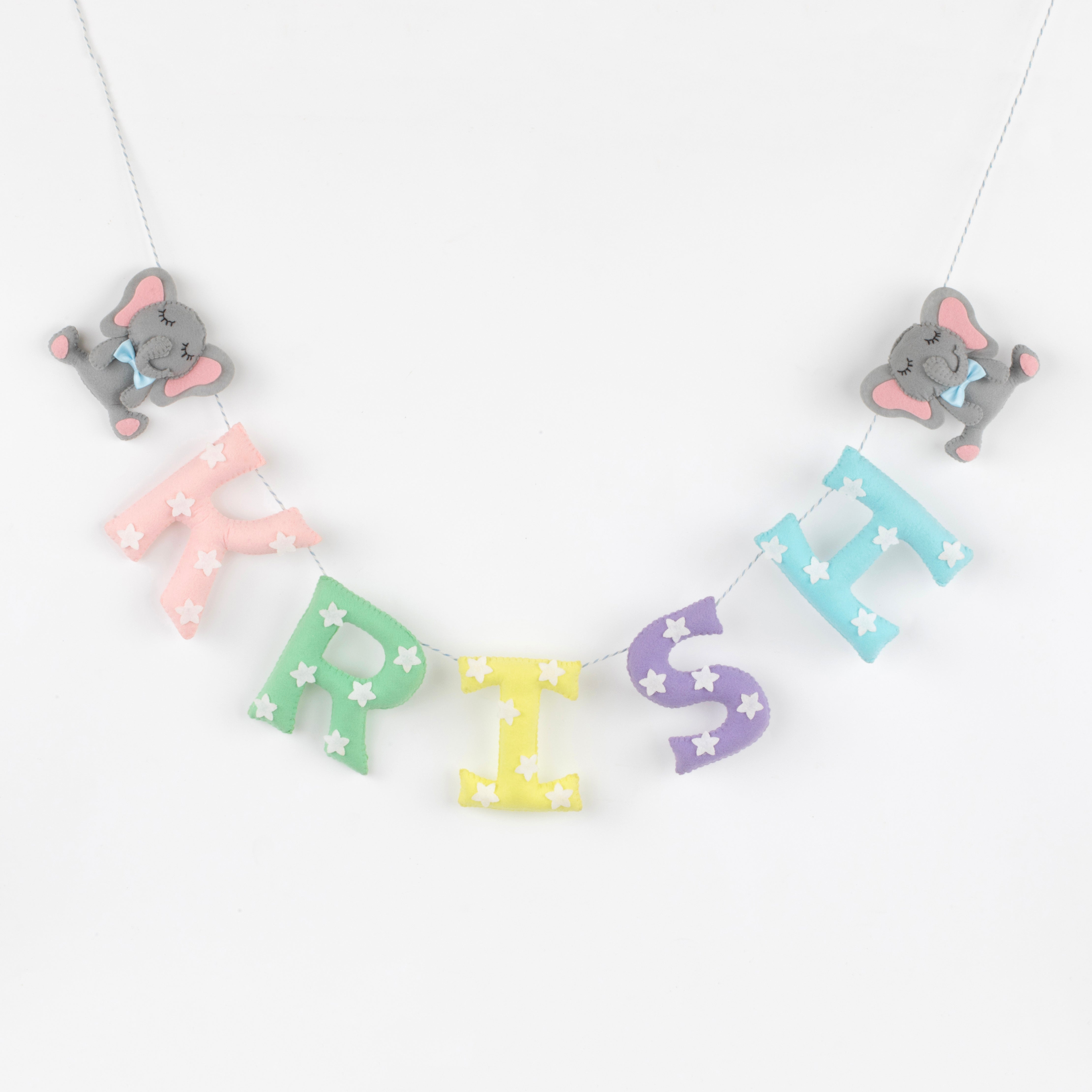 Personalised Elephant & Stars Name Bunting/ Garland