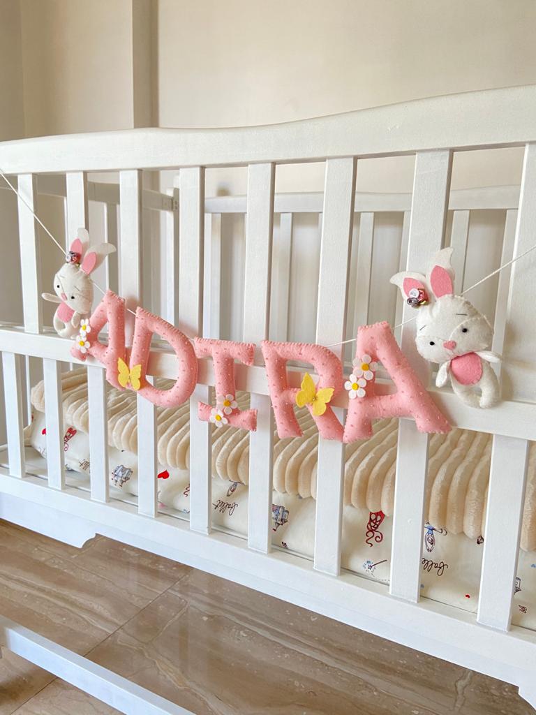 Pink Bunny Embellished Name Bunting/ Garland