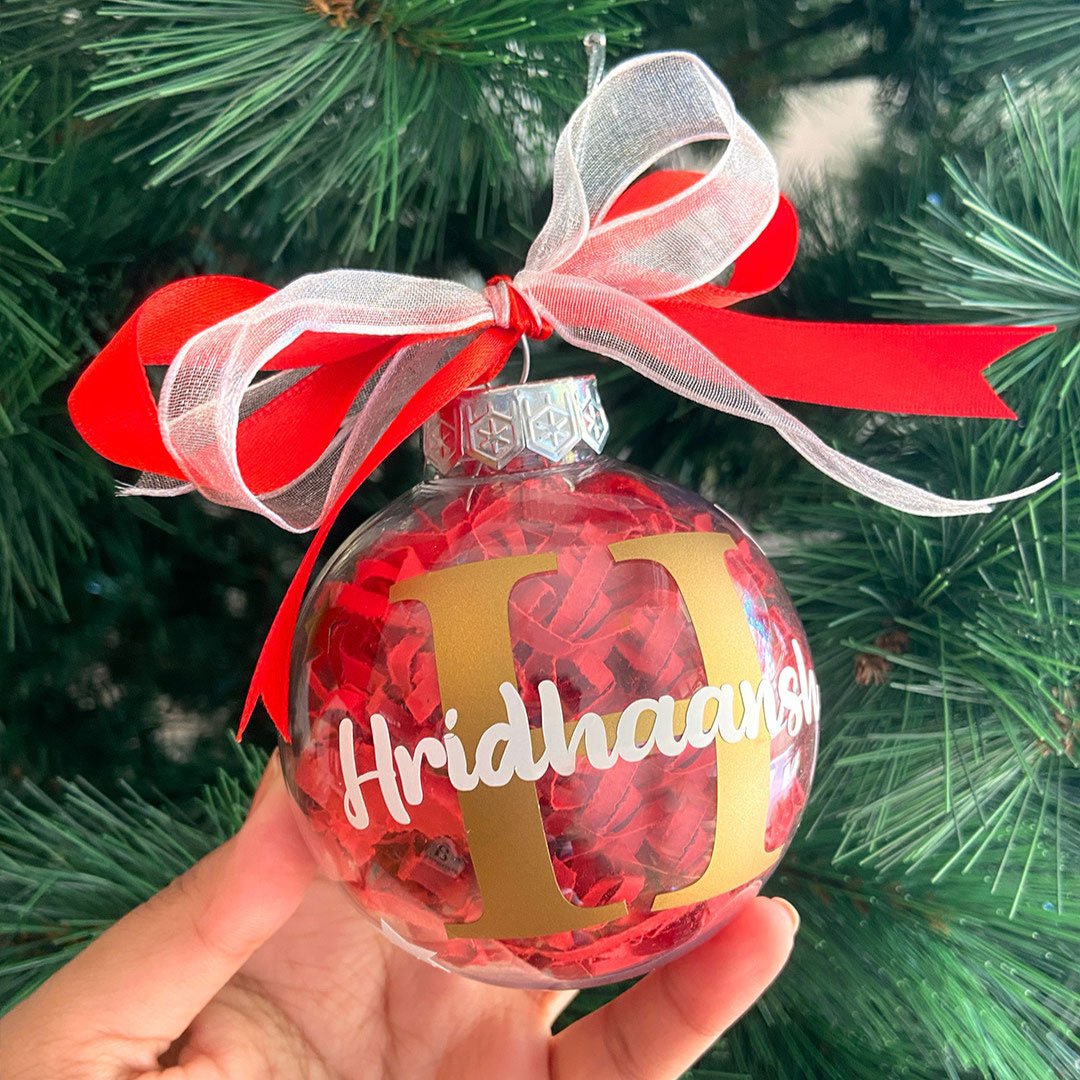 Personalised Christmas Ornament Ball - Red