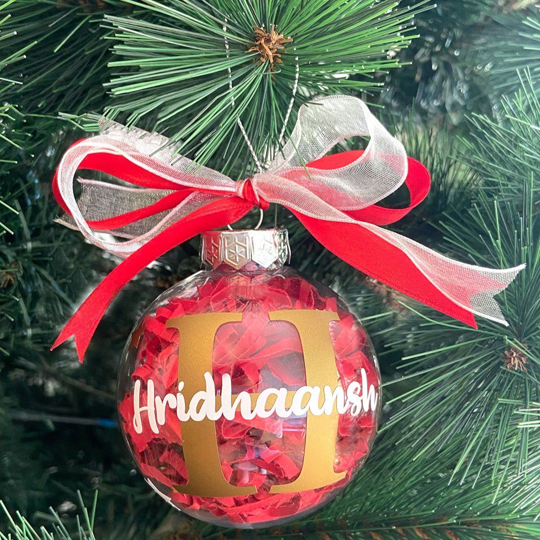 Personalised Christmas Ornament Ball - Red