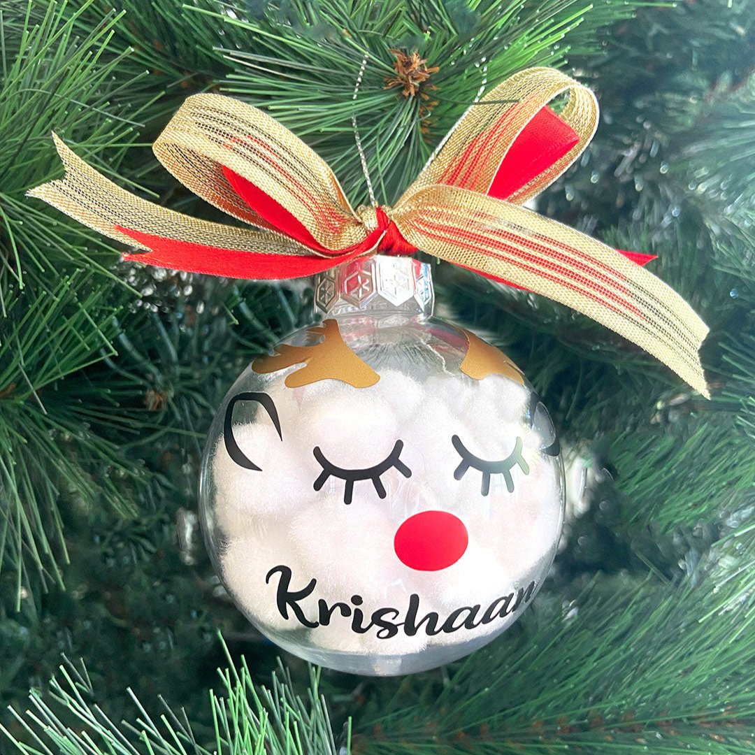 Personalised Christmas Ornament Ball - Reindeer