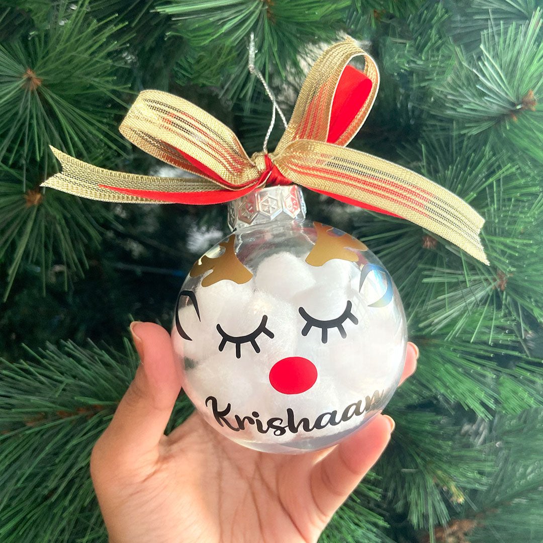 Personalised Christmas Ornament Ball - Reindeer