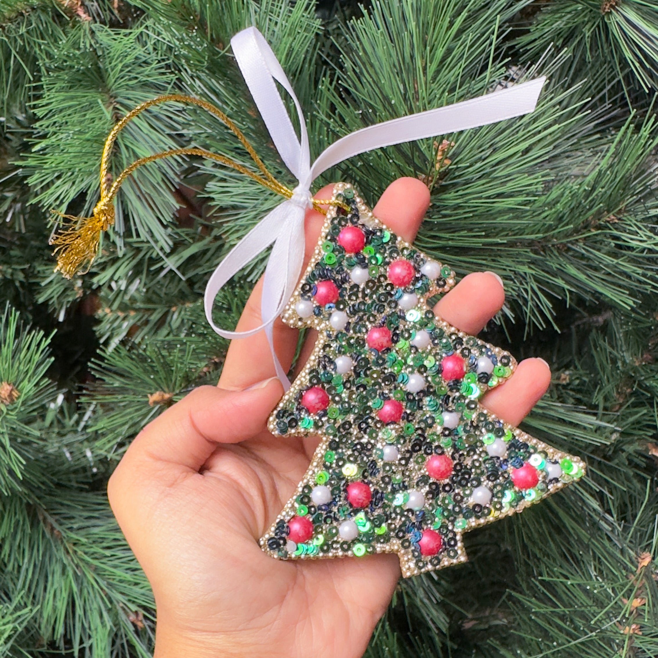 Glitter Embellished Ornament- Christmas Tree