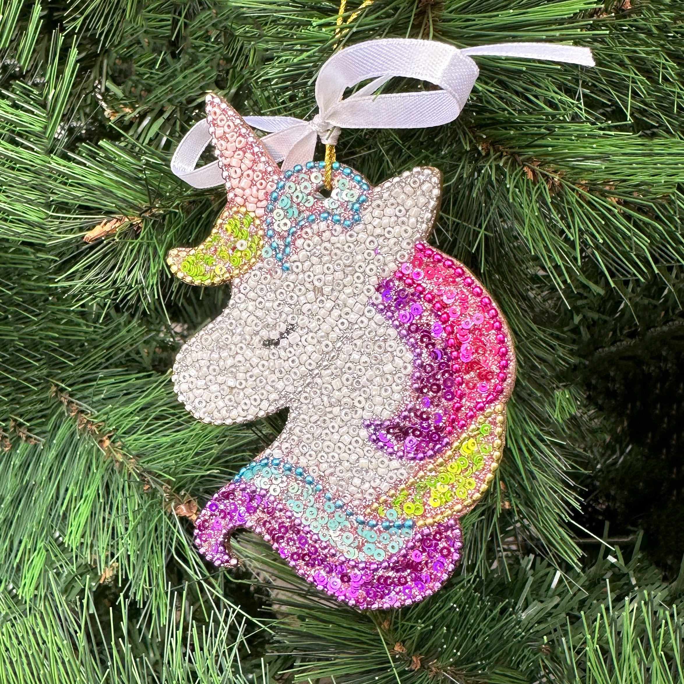 Glitter Embellished Ornament- Unicorn