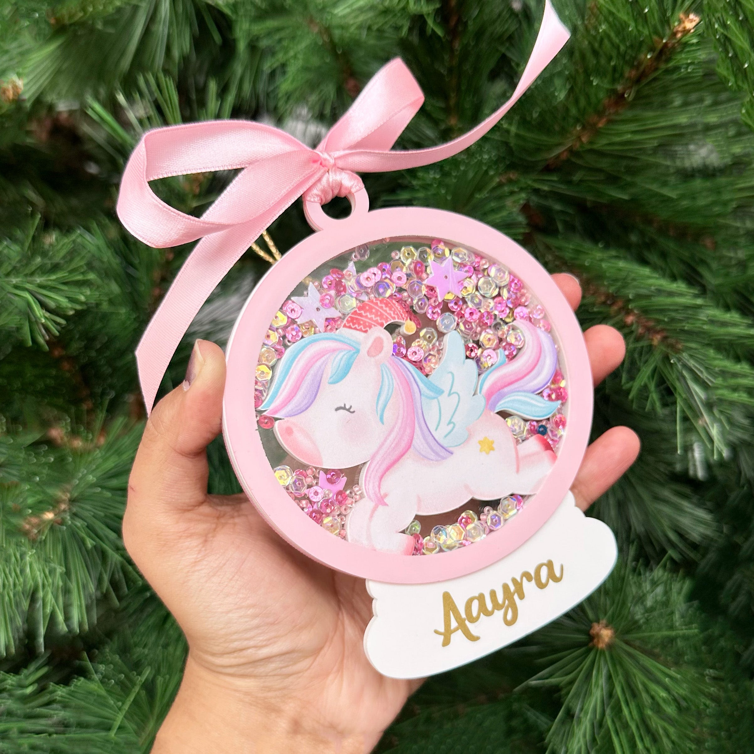 GWD Kids - Sparkly Snow Globe Ornament-Unicorn