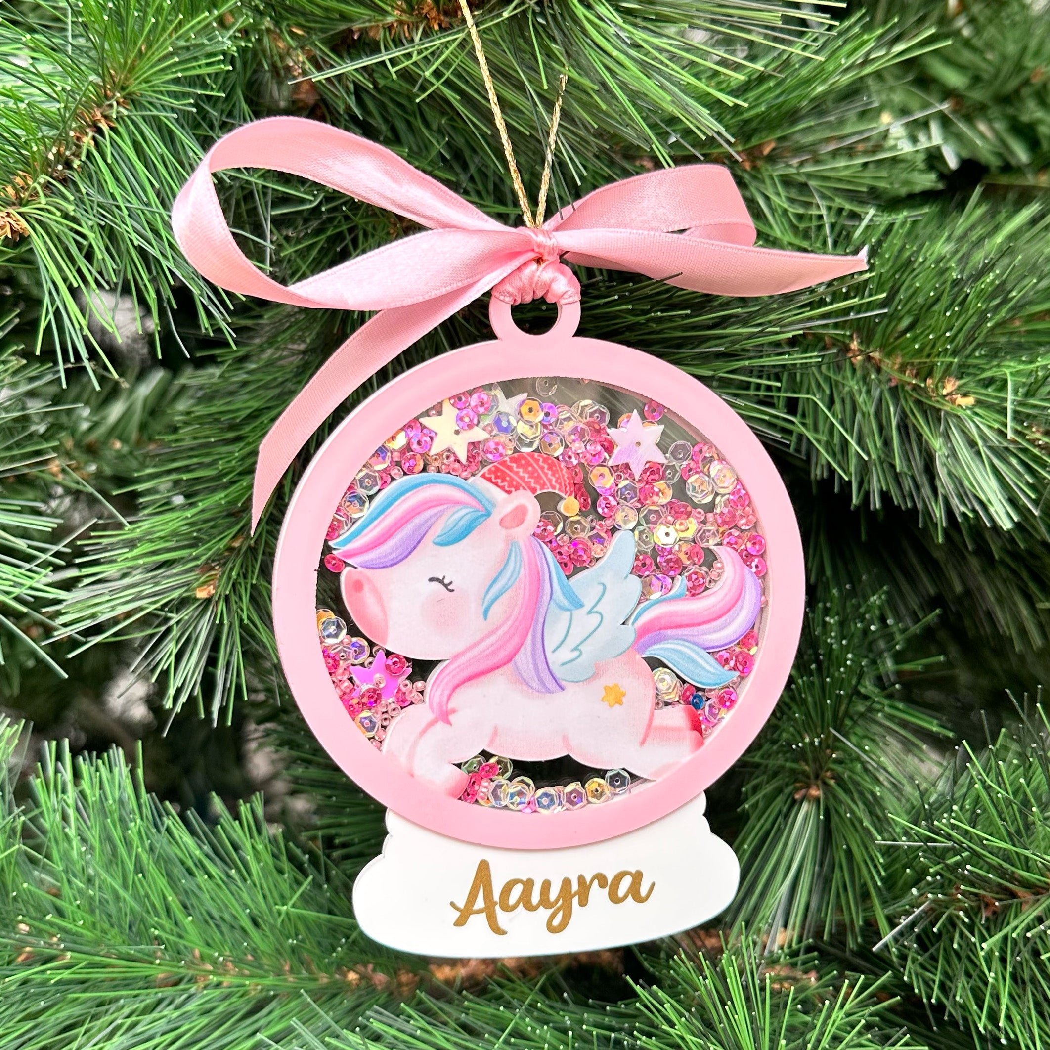 GWD Kids - Sparkly Snow Globe Ornament-Unicorn