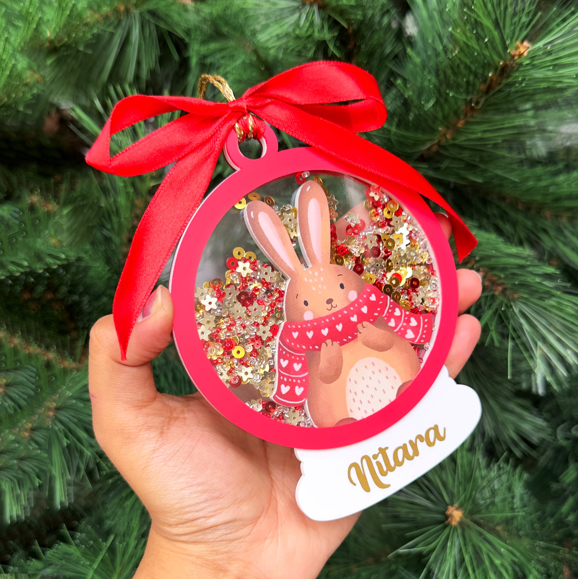 GWD Kids - Sparkly Snow Globe Ornament- Bunny