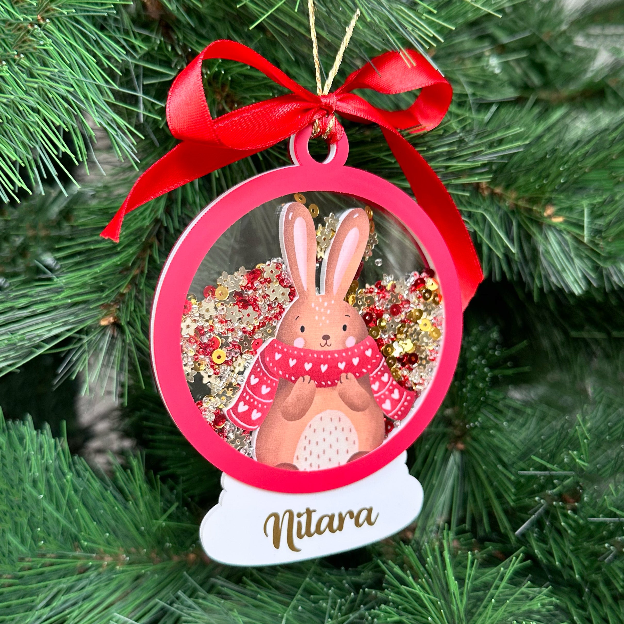 GWD Kids - Sparkly Snow Globe Ornament- Bunny