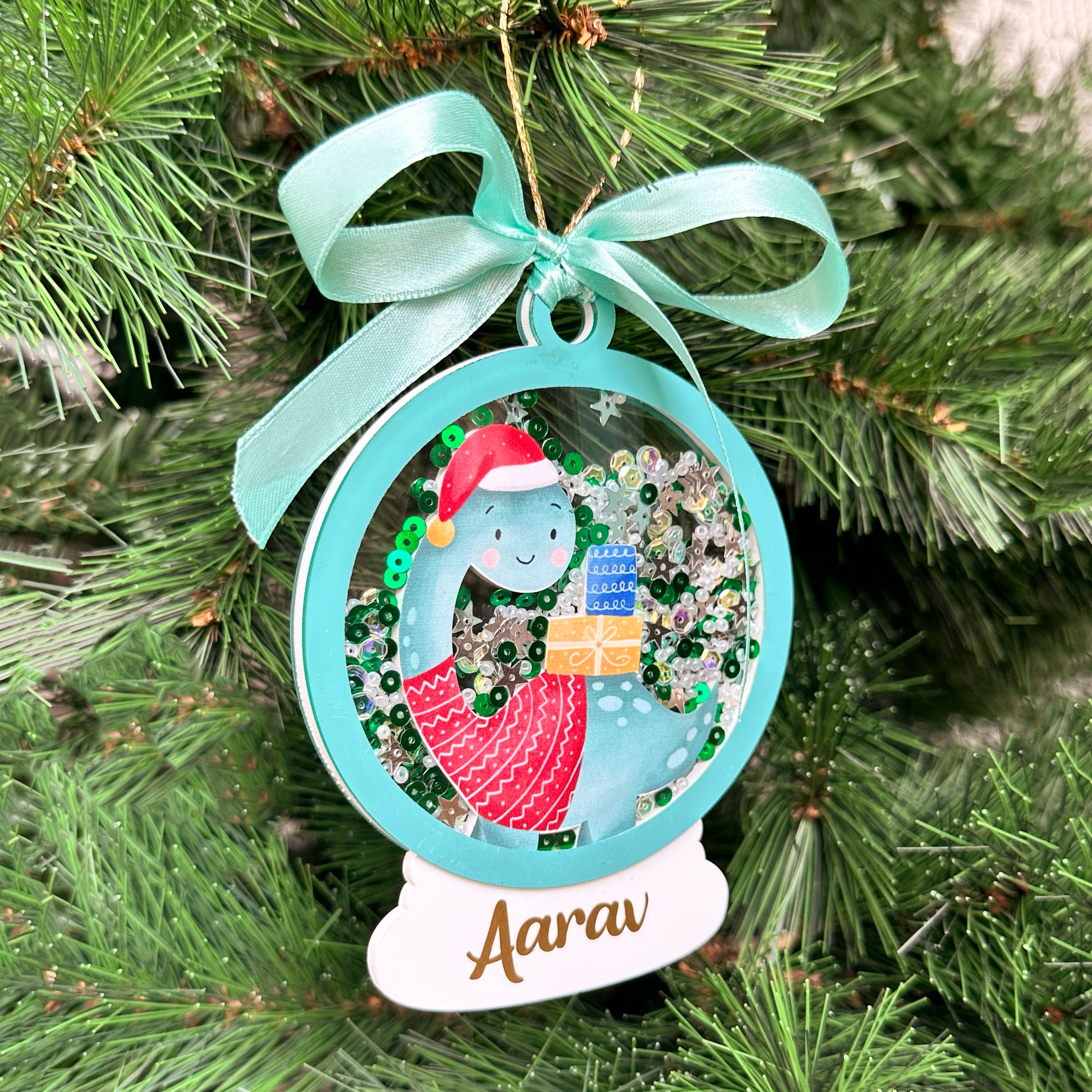 GWD Kids - Sparkly Snow Globe Ornament- Dino