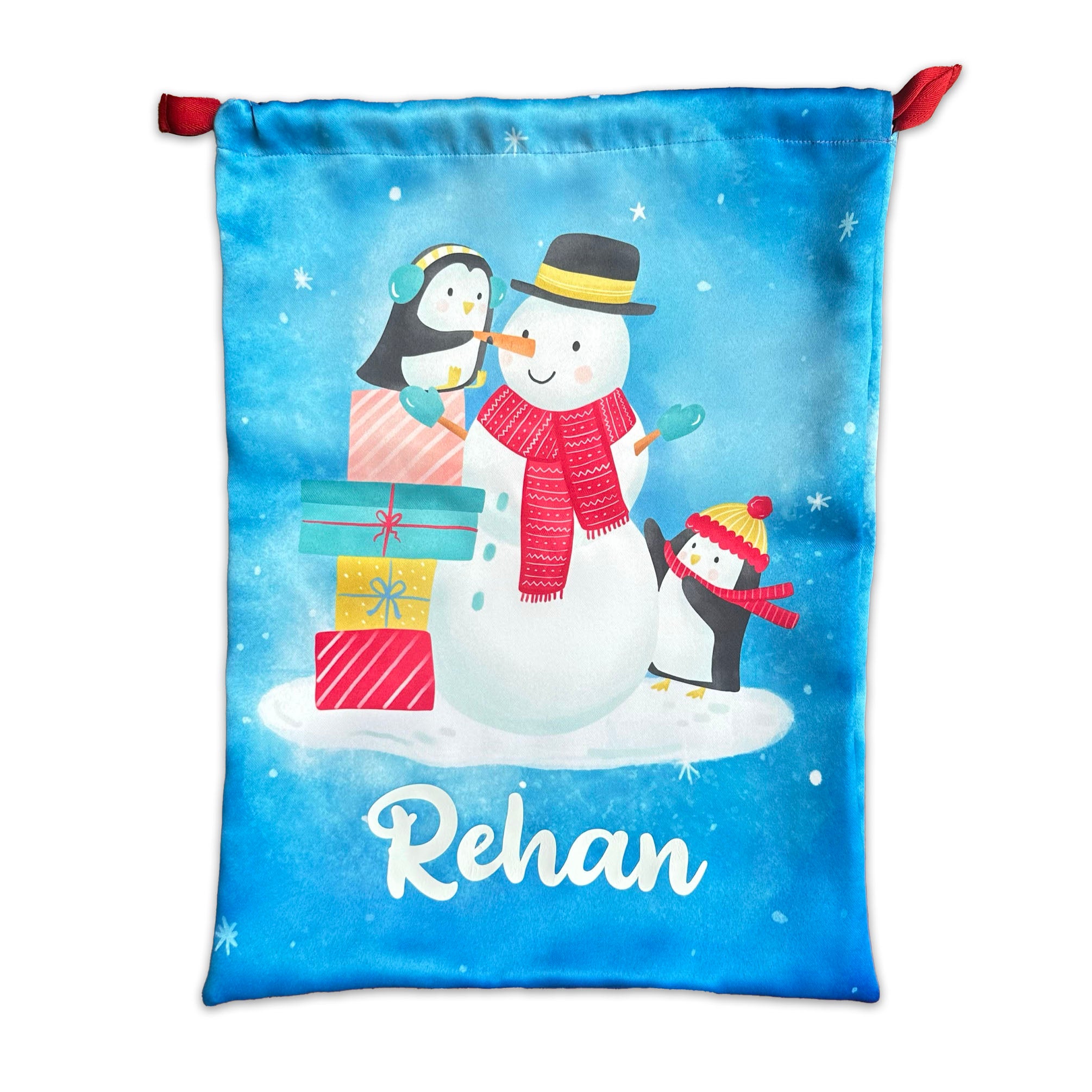 Personalised Sack- Snowman & Penguins