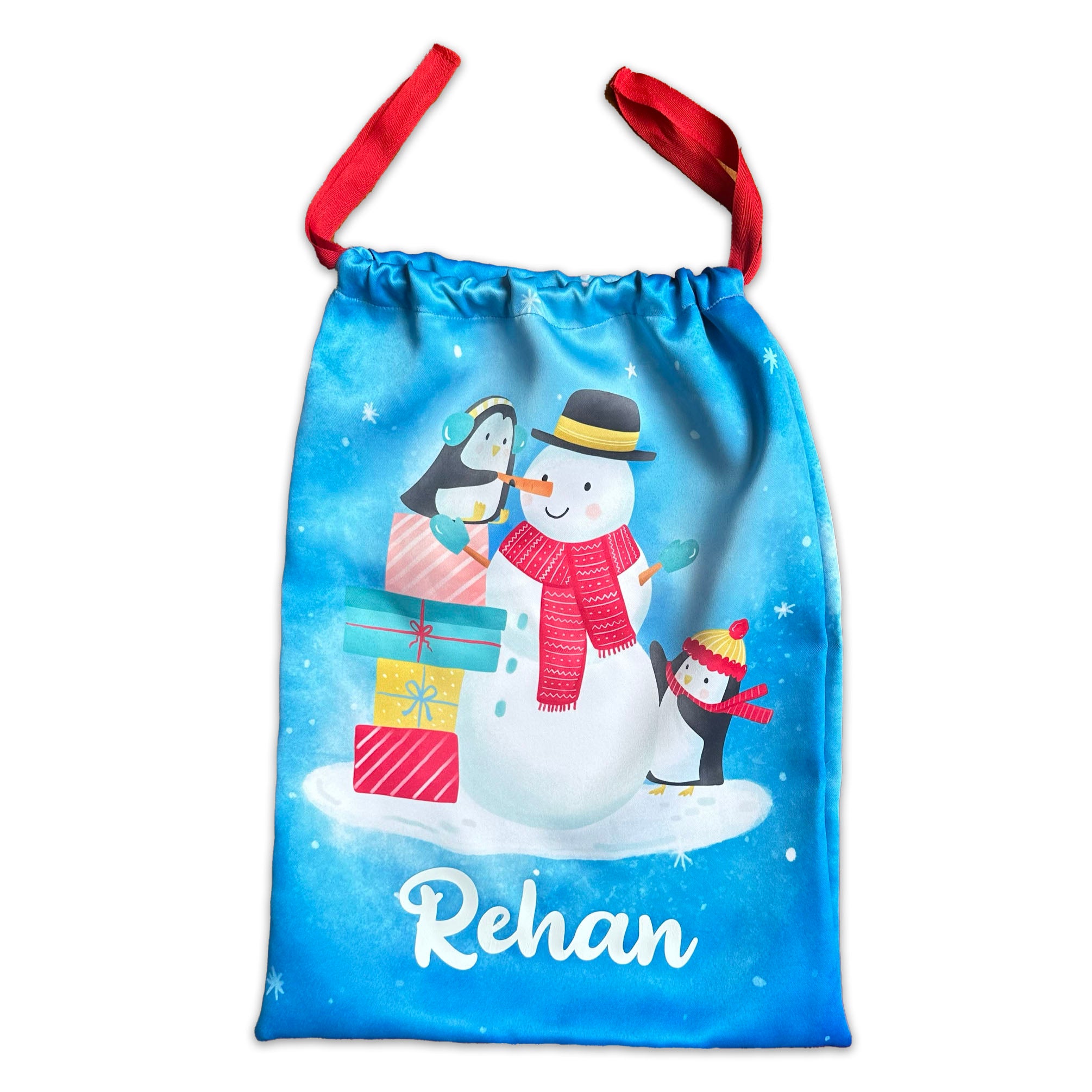 Personalised Sack- Snowman & Penguins