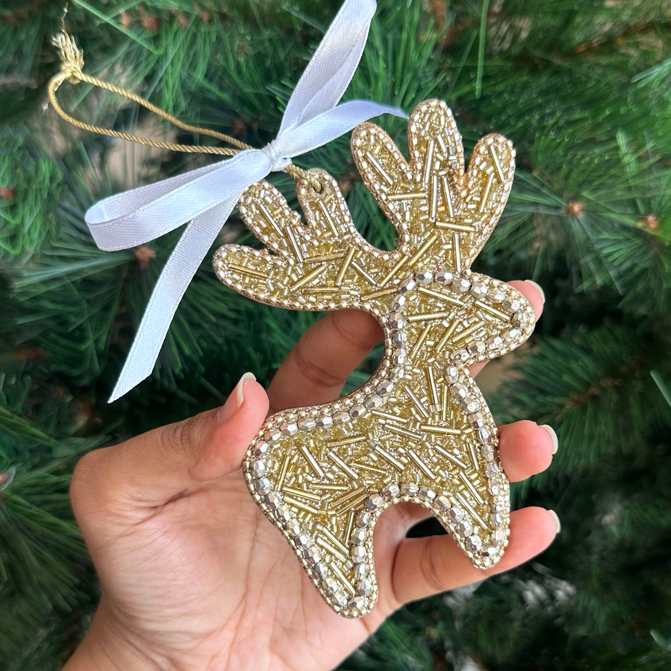 Glitter Embellished Ornament- Reindeer