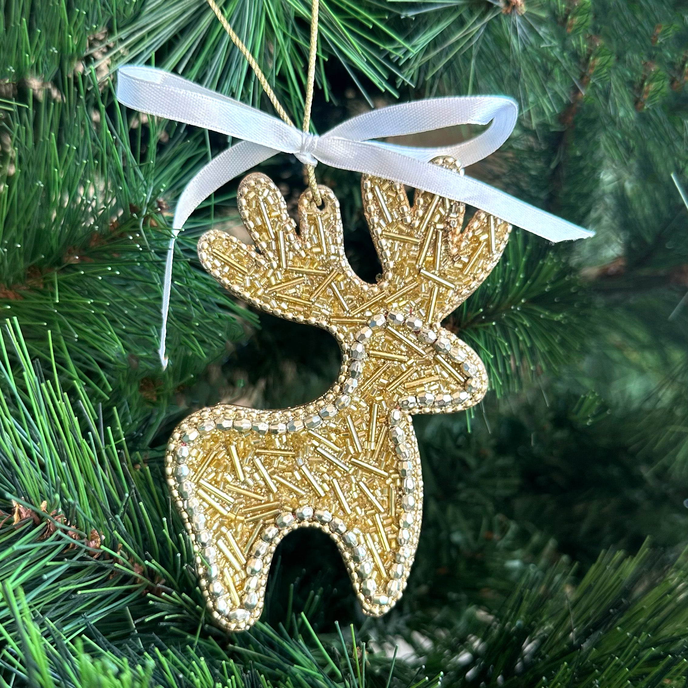 Glitter Embellished Ornament- Reindeer