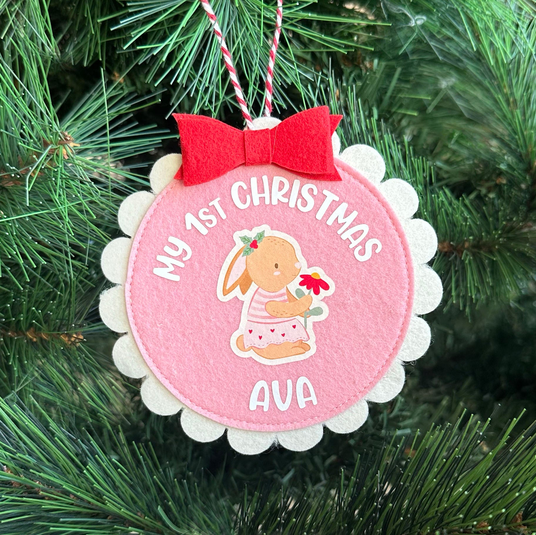 Little Bunny First Christmas Ornament- Girl