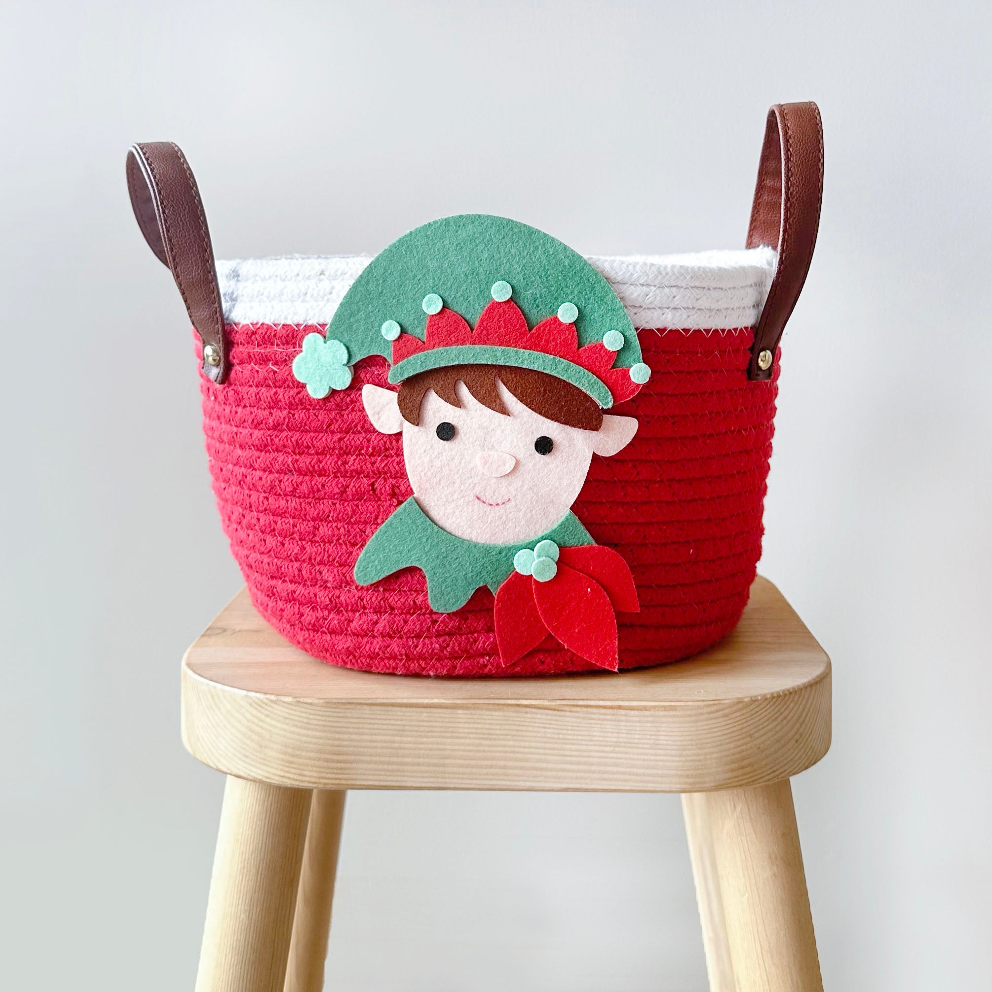 Red Cotton Rope Basket- Elf