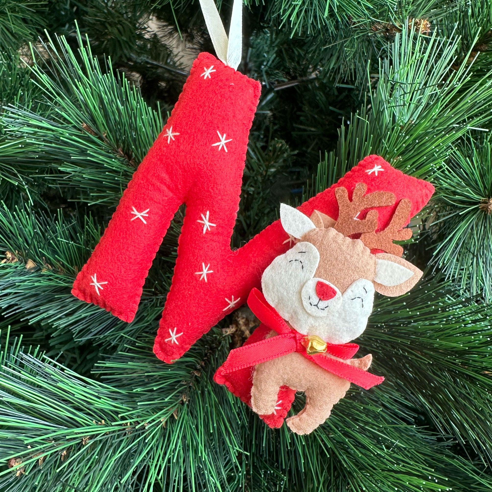 Red Monogram Ornament
