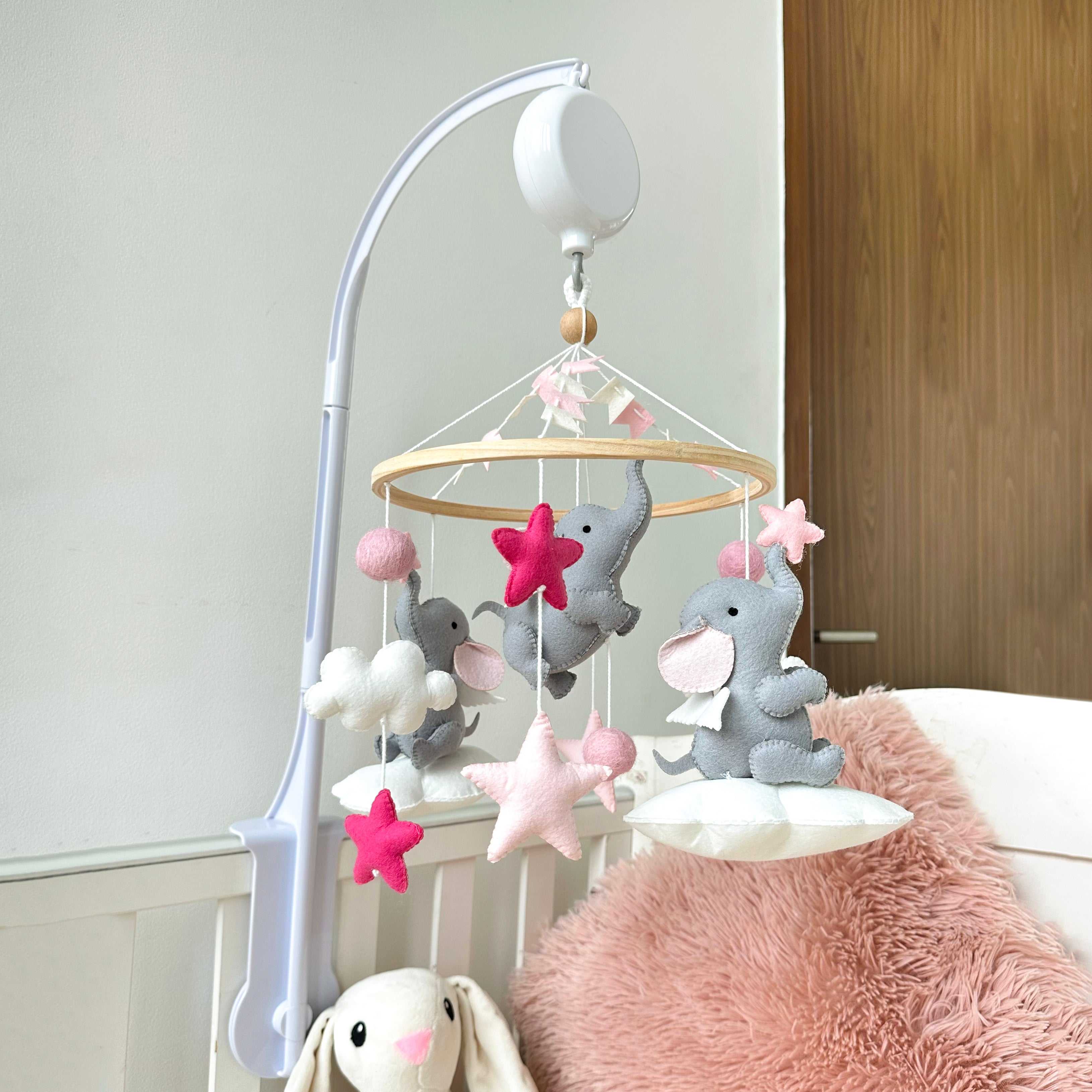 Pink cot fashion mobile