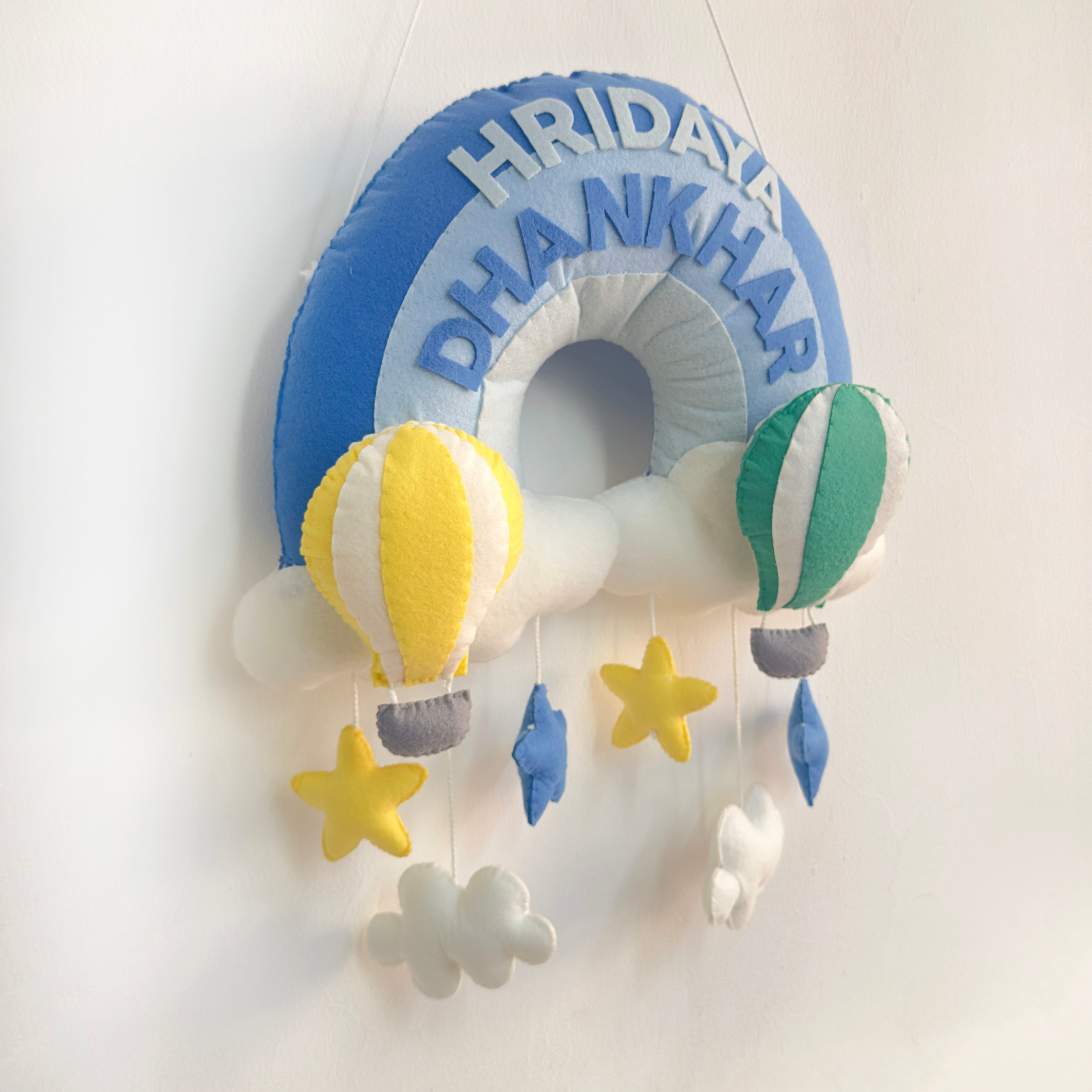 Two Hot Air Balloons Personalised Name Hanging