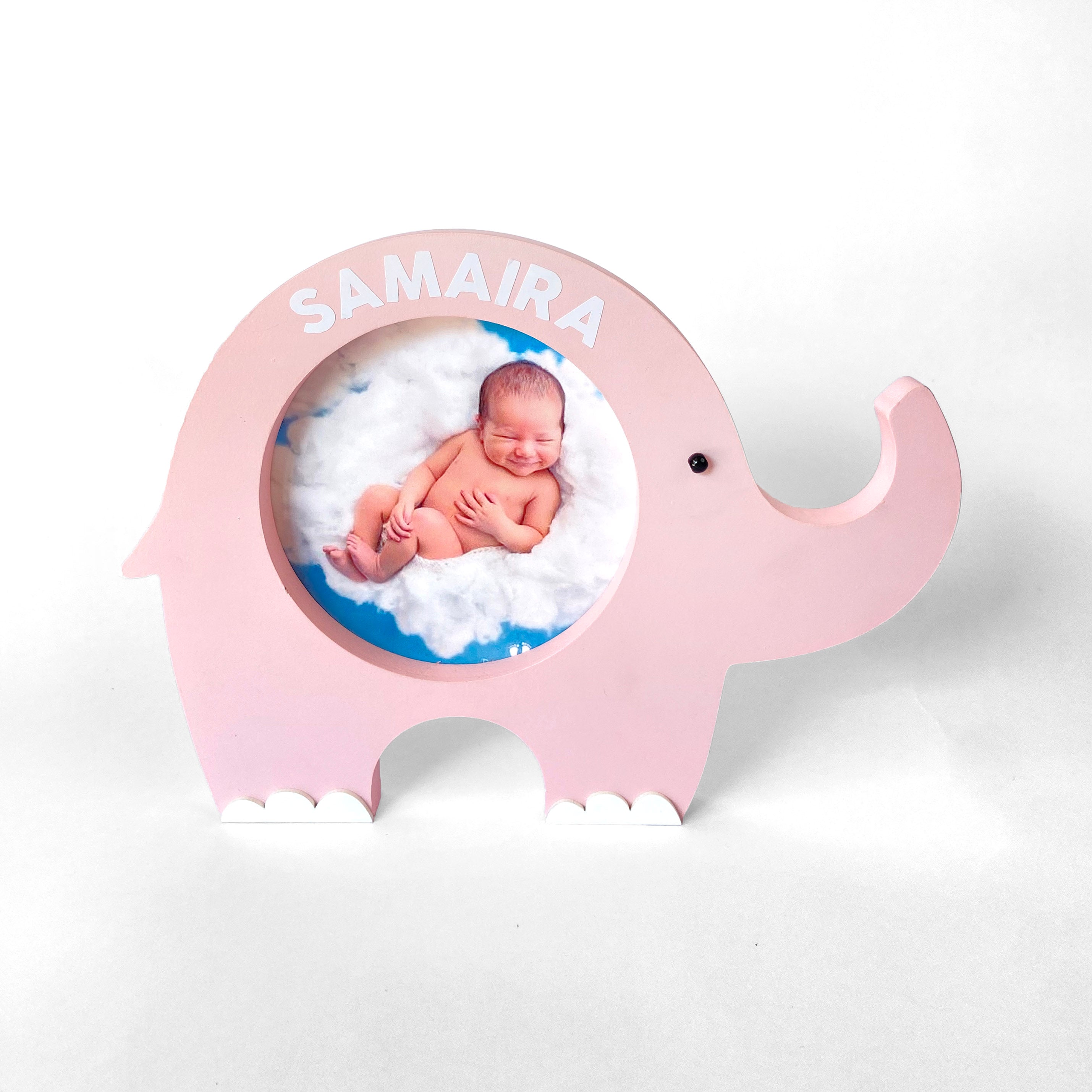 Personalised Baby Elephant Photo Frame - Pink