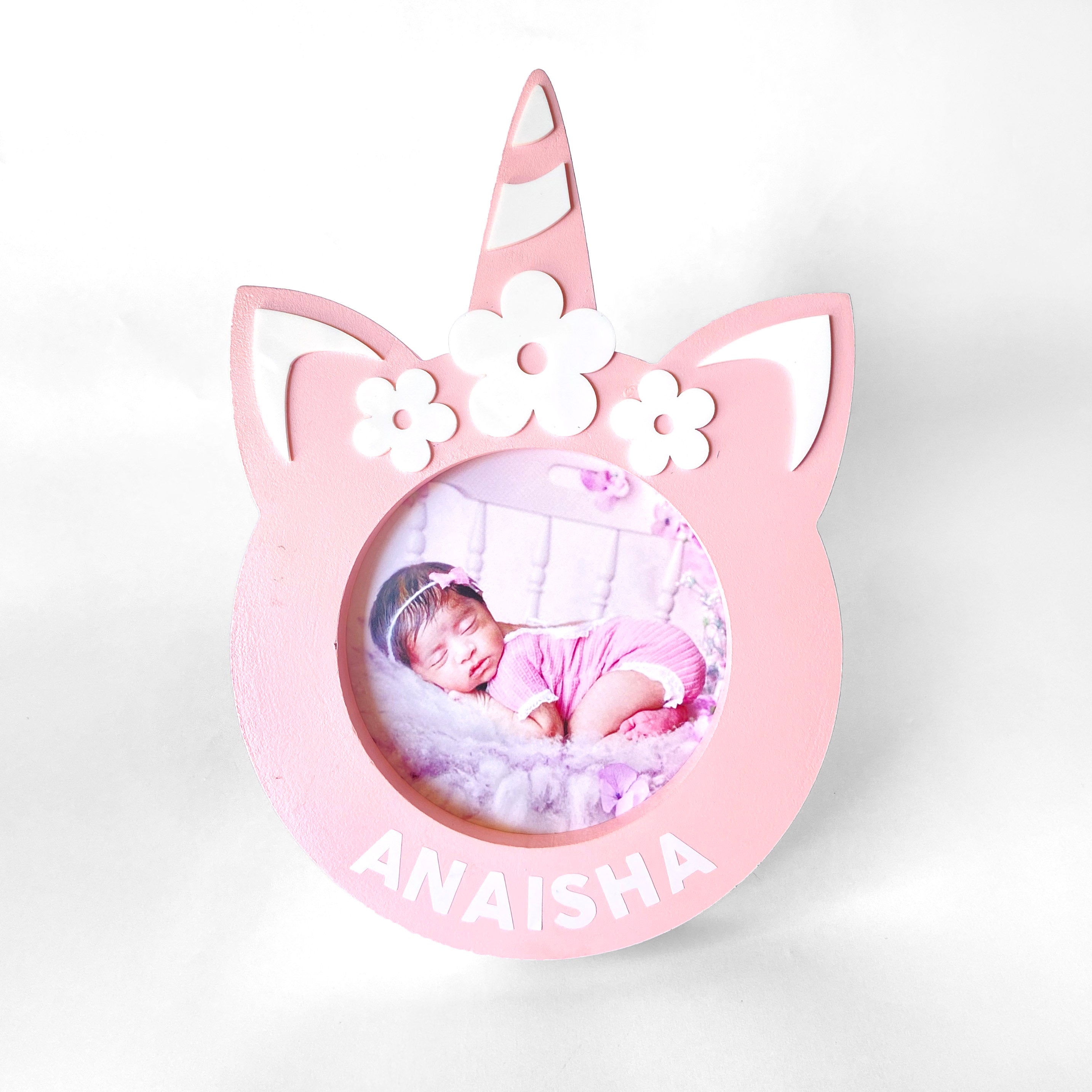 Personalised Baby Unicorn Photo Frame - Pink