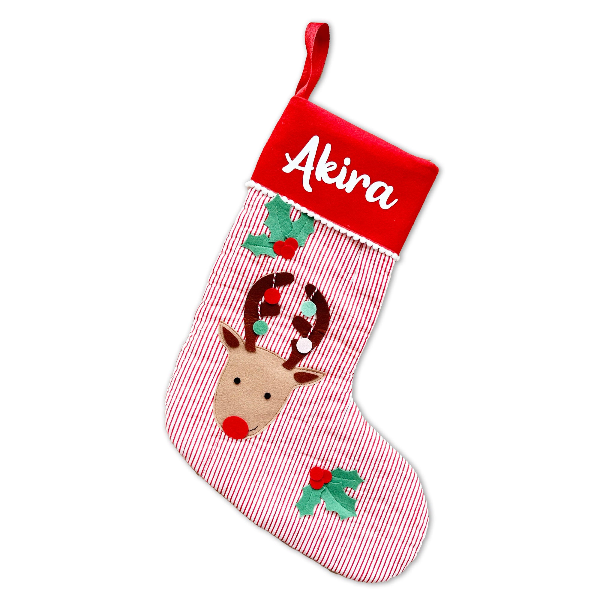 Quilted Cotton Stocking- Reindeer