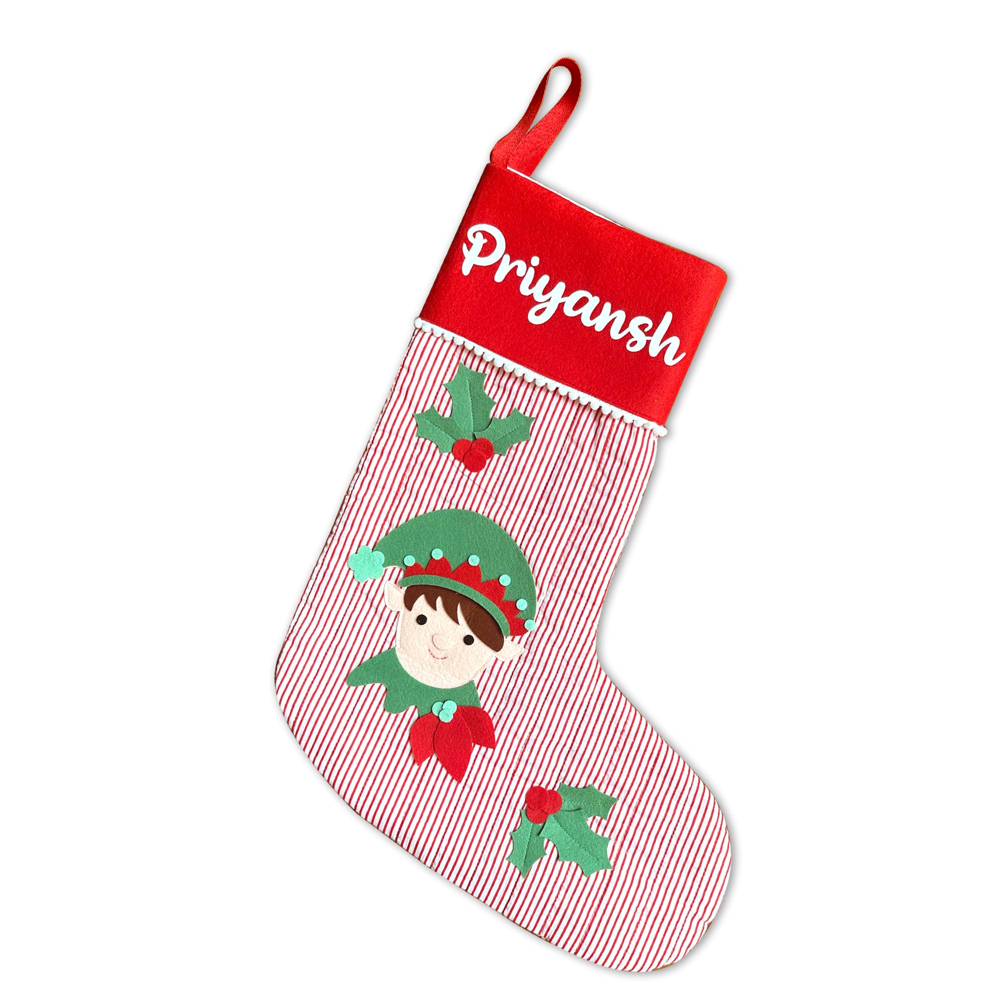 Quilted Cotton Stocking- Elf