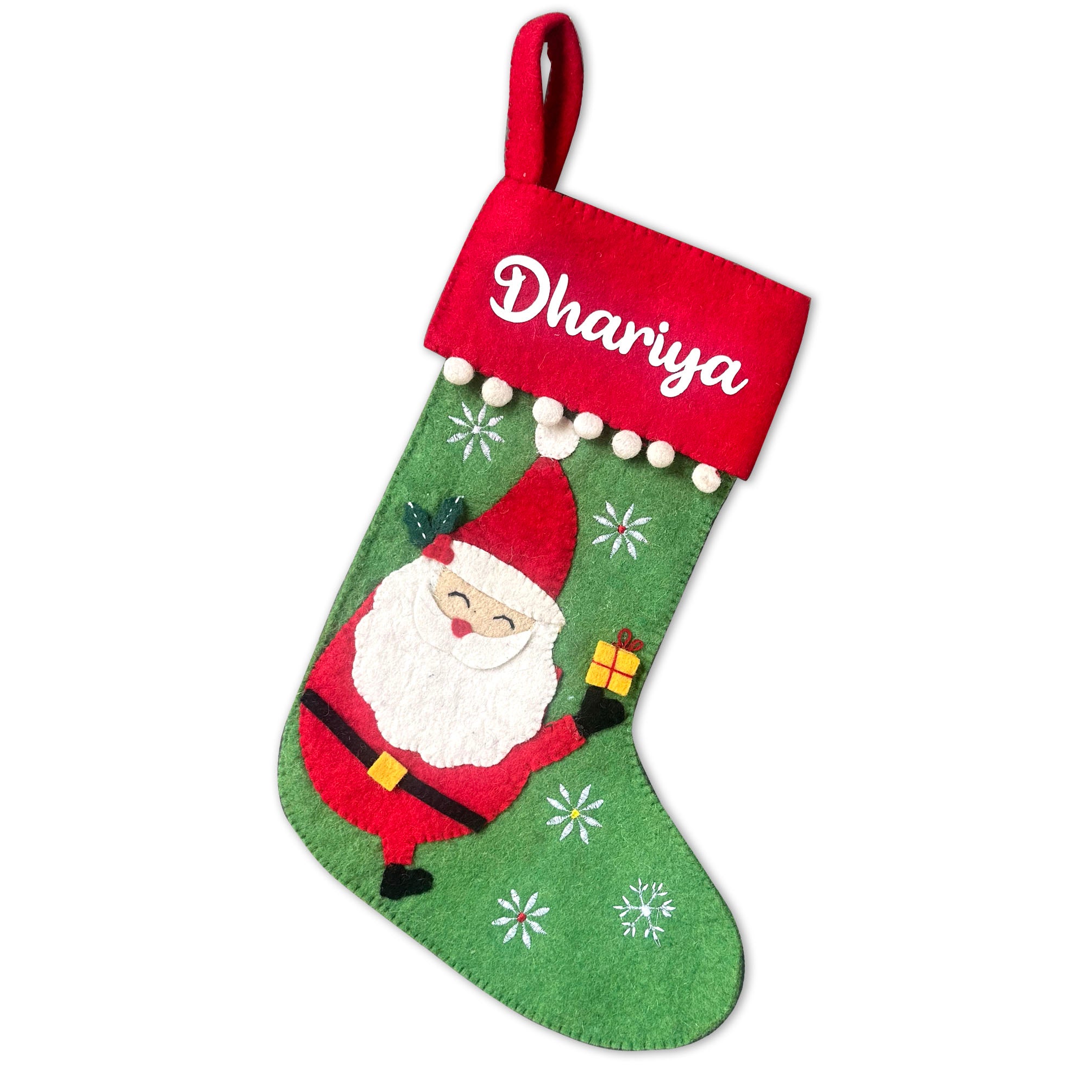 Snowflakes Santa Stocking