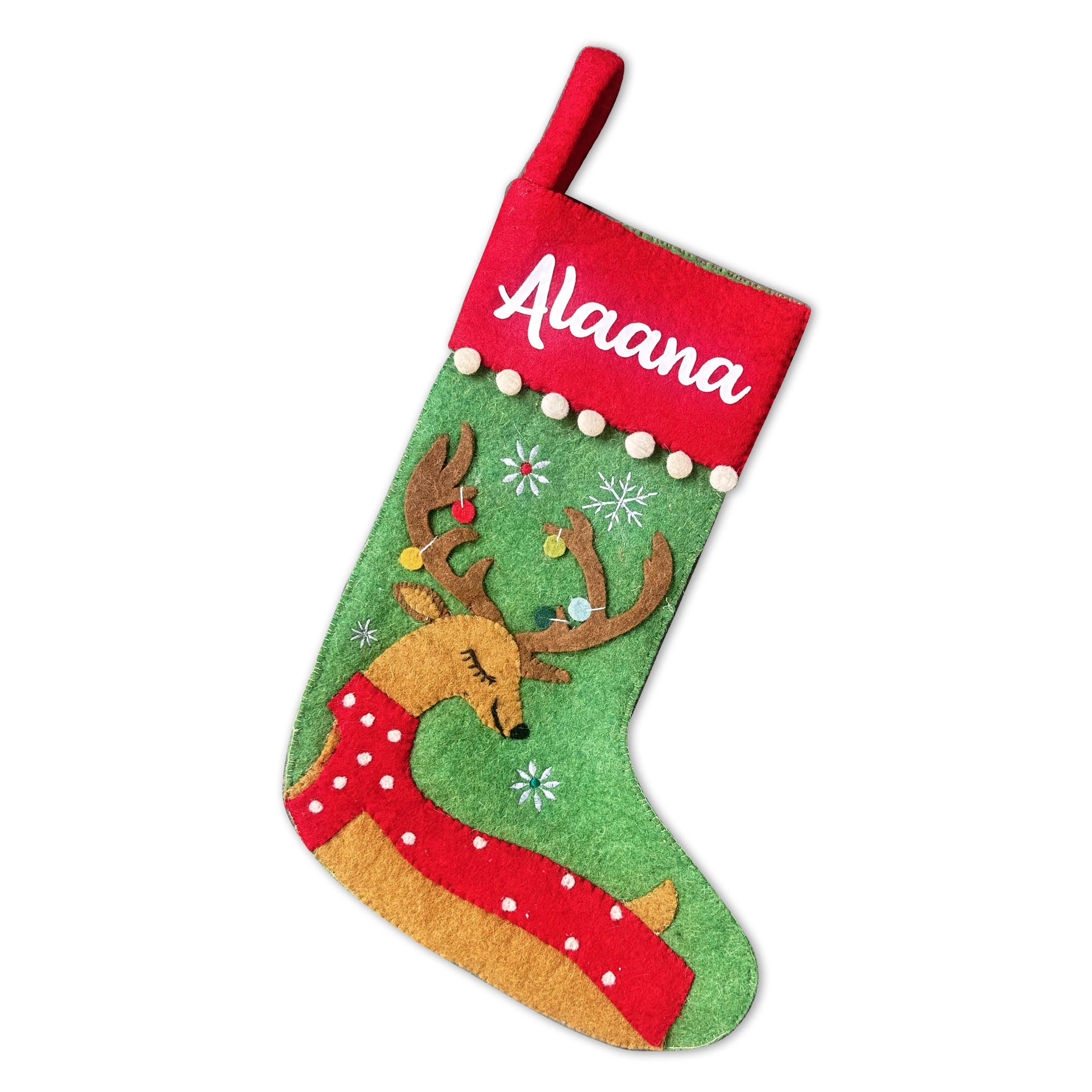 Snowflakes Reindeer Stocking