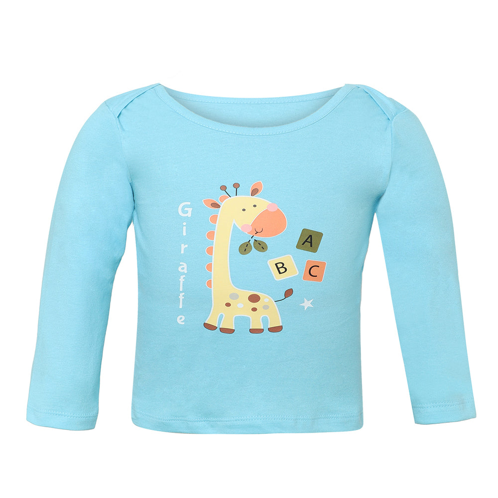 Giggles & Wiggles Boys Blue Round-Neck Printed  T-Shirts - Full Sleeves