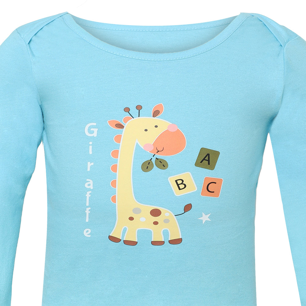 Giggles & Wiggles Boys Blue Round-Neck Printed  T-Shirts - Full Sleeves