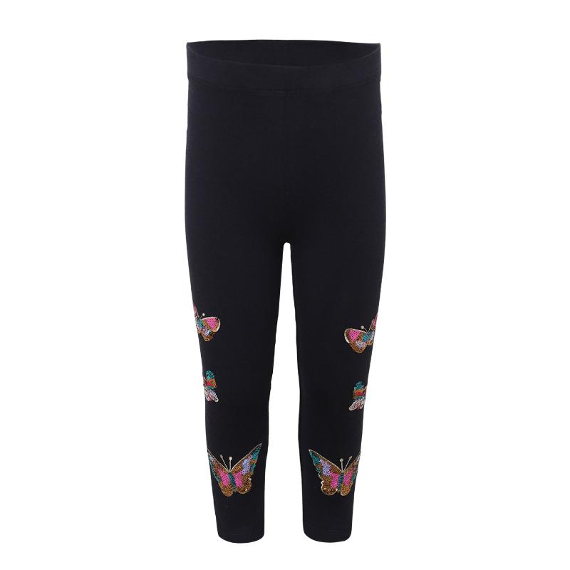 Giggles & Wiggles Girls Navy Blue Sparkling Butterfly Embroidered Leggings
