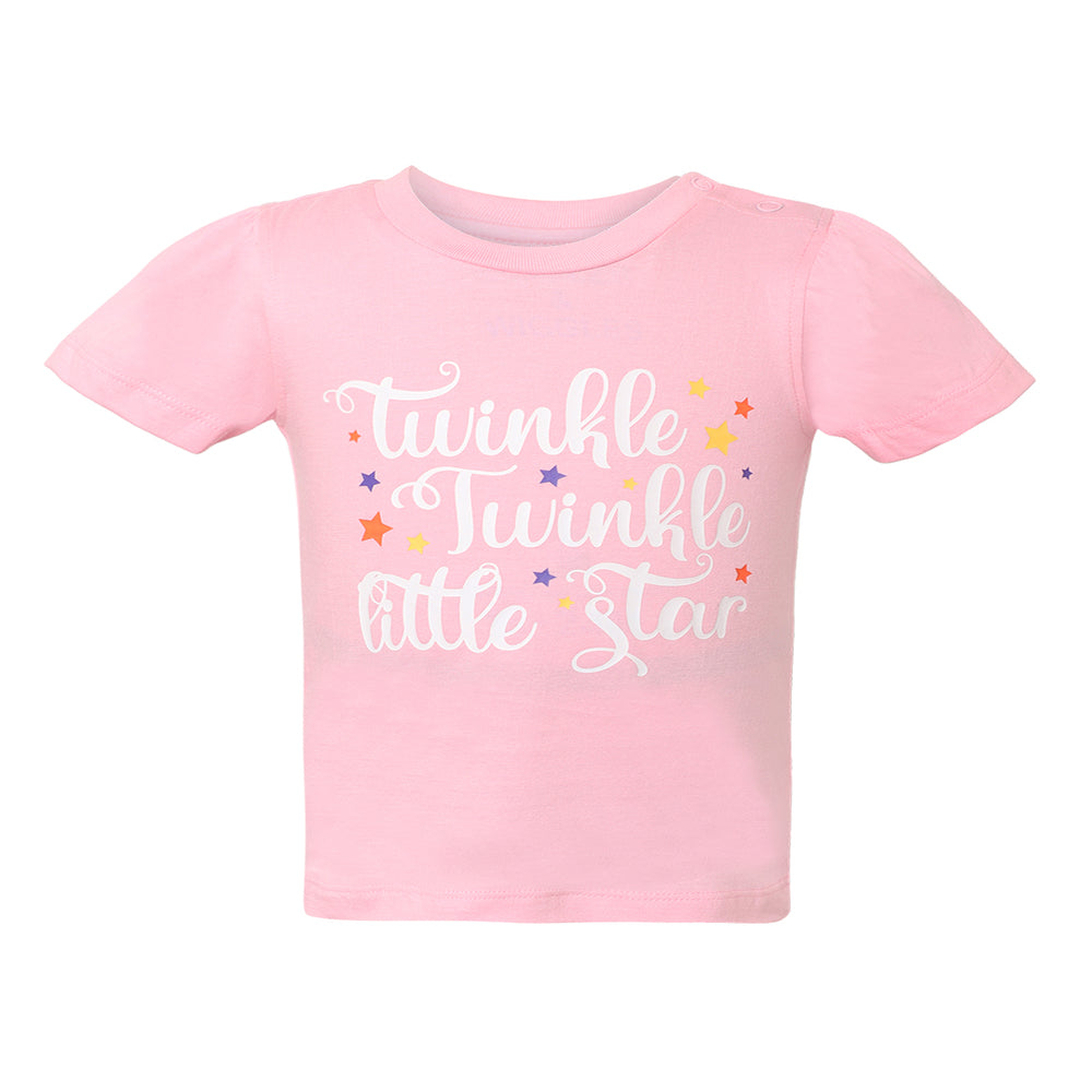 Giggles & Wiggles Girls Pink Round-Neck Printed  T-Shirts