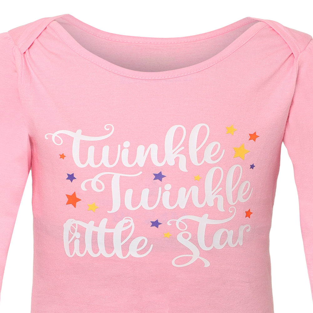 Giggles & Wiggles Girls Pink Round-Neck Printed  T-Shirts - Full Sleeves