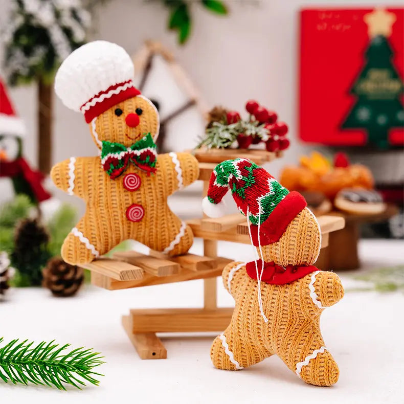 Handmade Knitted GingerBread Ornaments (Set of 2)