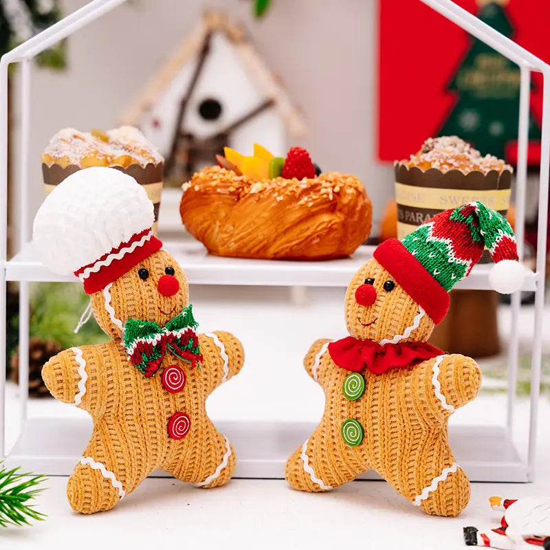 Handmade Knitted GingerBread Ornaments (Set of 2)