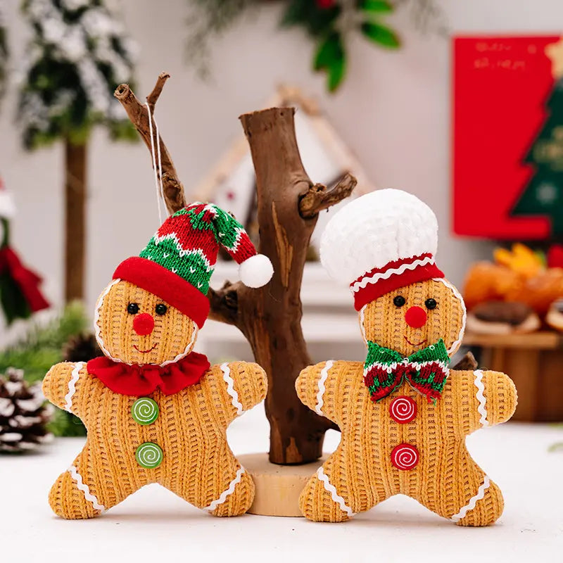 Handmade Knitted GingerBread Ornaments (Set of 2)