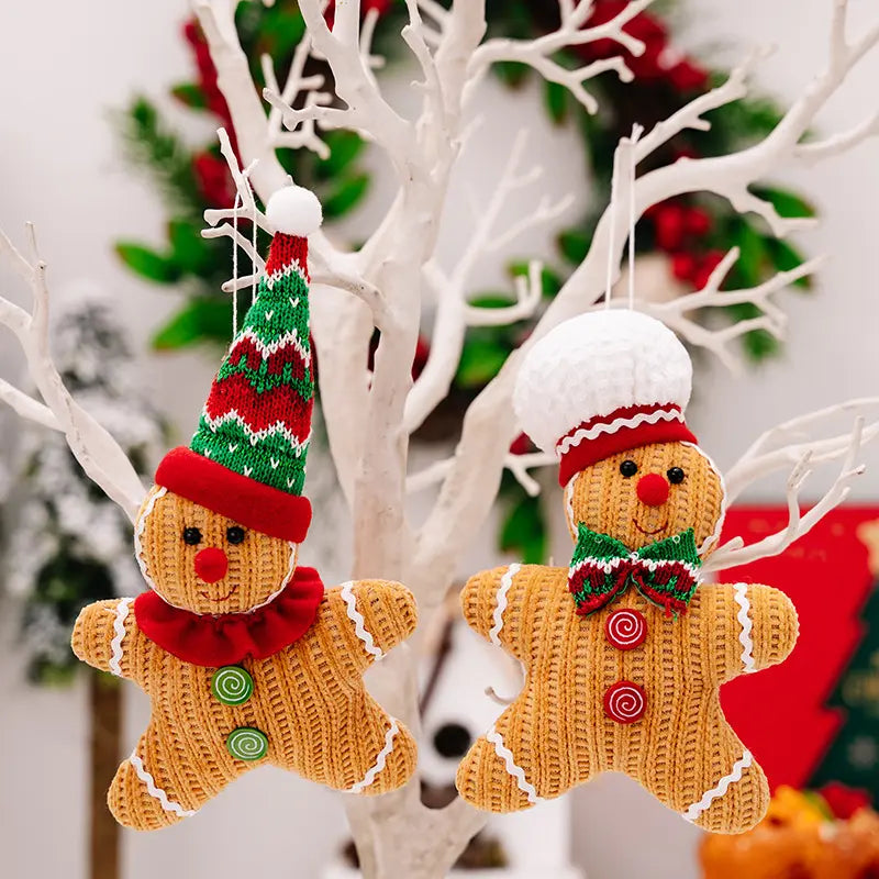 Handmade Knitted GingerBread Ornaments (Set of 2)