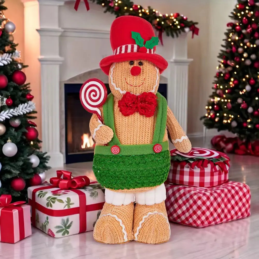 Handmade Knitted GingerBread Stuffed Figurine (Lollipop Deli