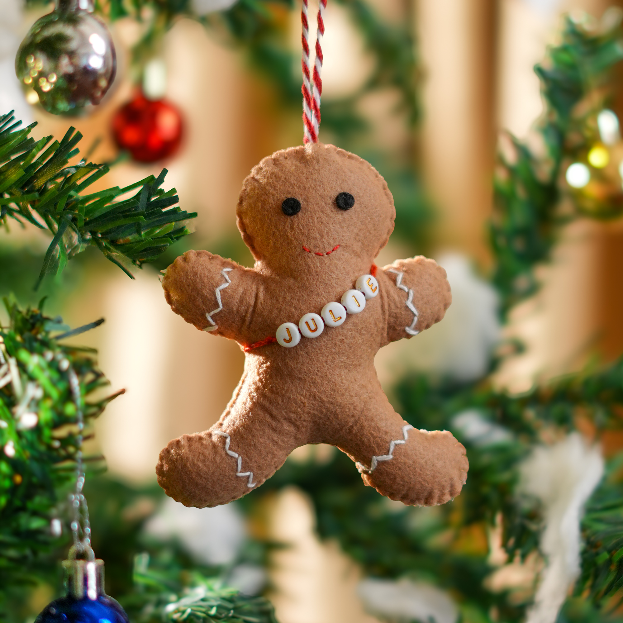 Personalised Felt Ornaments with Letter Beads