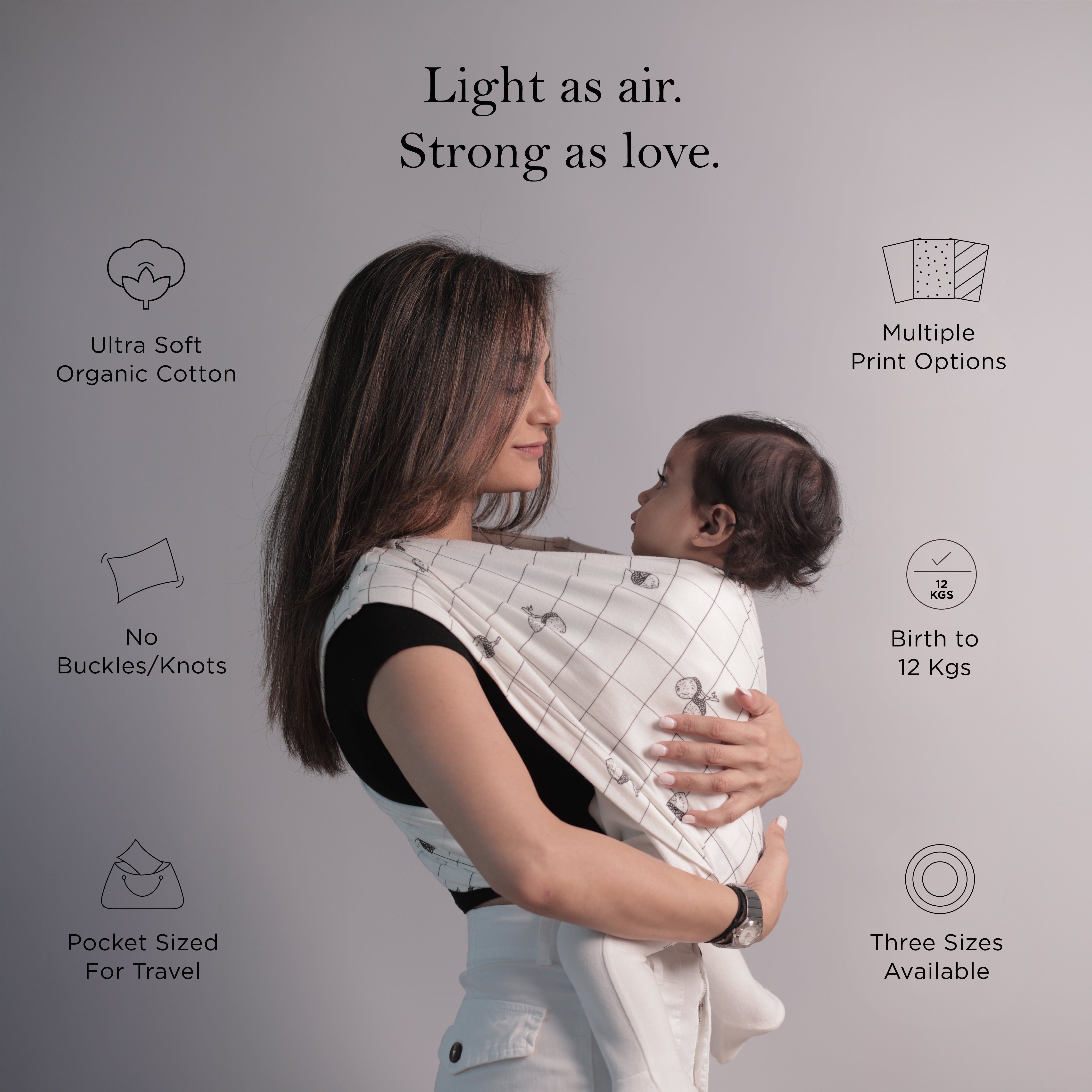 Masilo 'Godilo' Organic Cotton Baby Carrier - Acorn (From Birth to 12kgs)