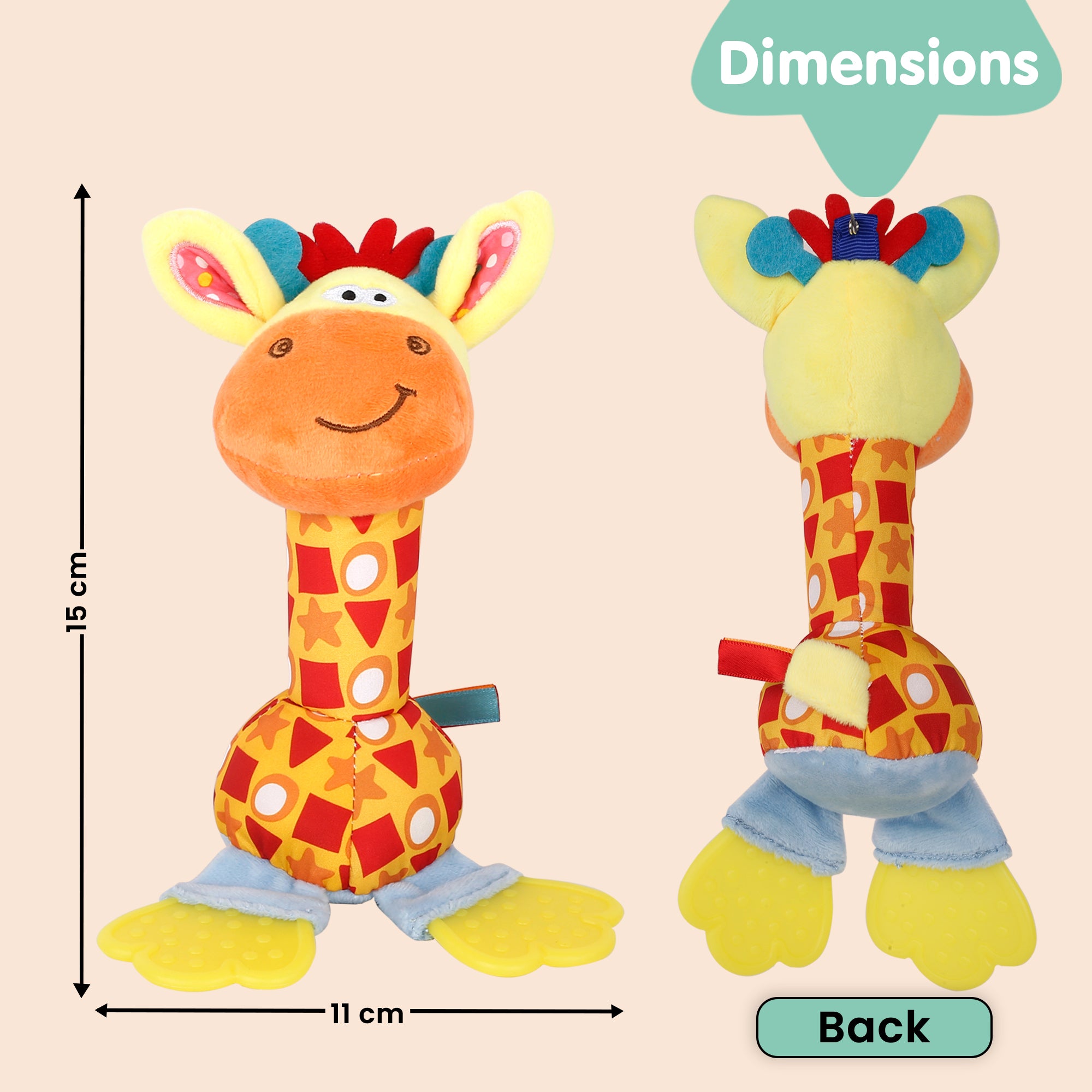 Baby Moo Giraffe Multicolour Soft Rattle With Teether