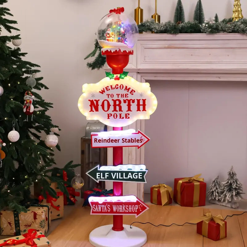 Light-Up North Pole Signpost