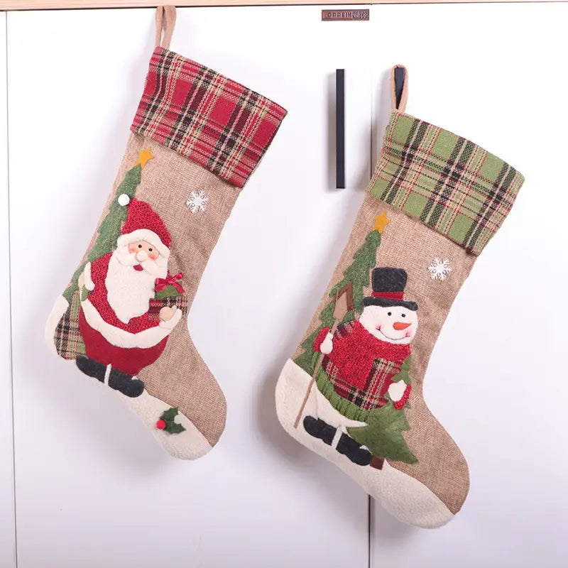 Checkered Cheer Stocking (Santa)